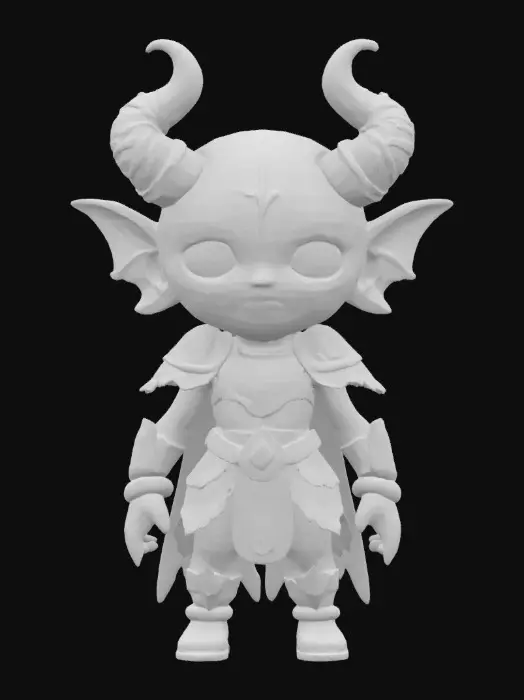 3D model for A world of warcarft dark elf chibi stylized art style. dynamic pose. Highly stylized, dnd miniature ,