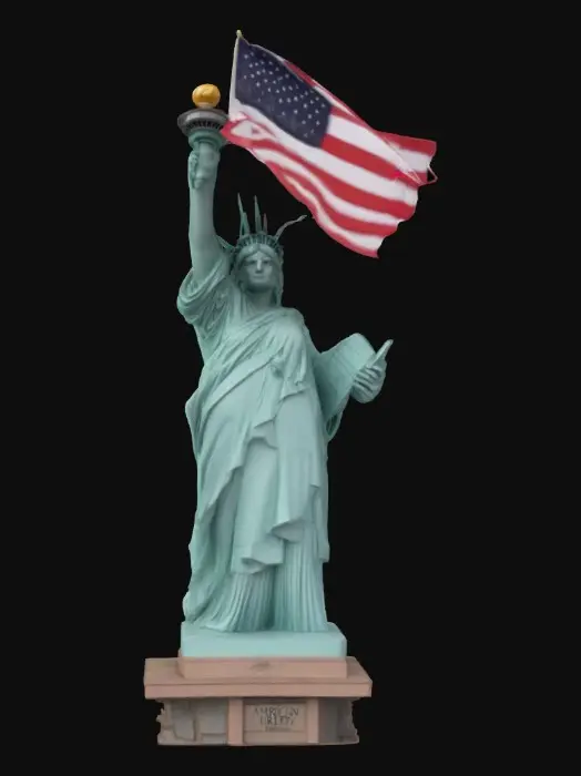 3D model for [USA] The Statue of Liberty waving an American flag, #AroundTheWorld#