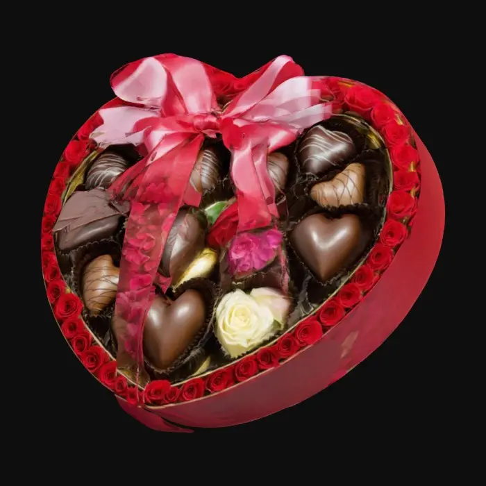 3D model for An Elegant Heart-Shaped box of chocolates,  surrounded by roses, for Valentine's Day, #valentine#