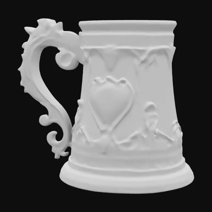 3D model for A medieval Tankard, inlaid with pink sapphire love hearts , regal, #valentine#