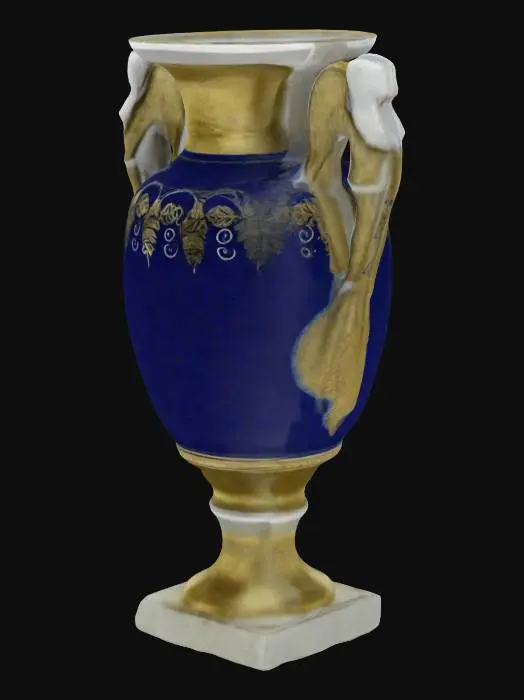3D model for gaspo blu stile impero vase, ceramic, imperial style, gold details, 