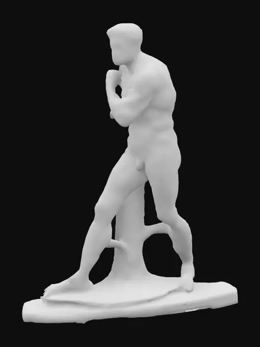 3D model for a highky detailed statue of a Boxer at Rest, by Canova Antonio Damosseno, classic statue, white marble of Carrara