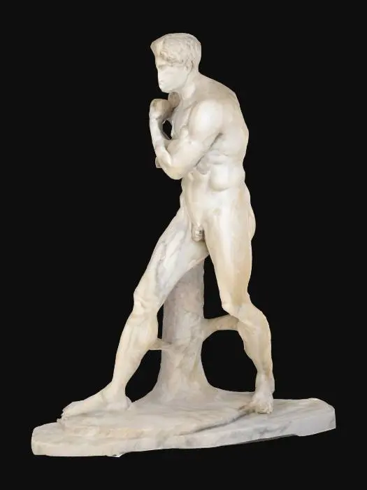3D model for a highky detailed statue of a Boxer at Rest, by Canova Antonio Damosseno, classic statue, white marble of Carrara