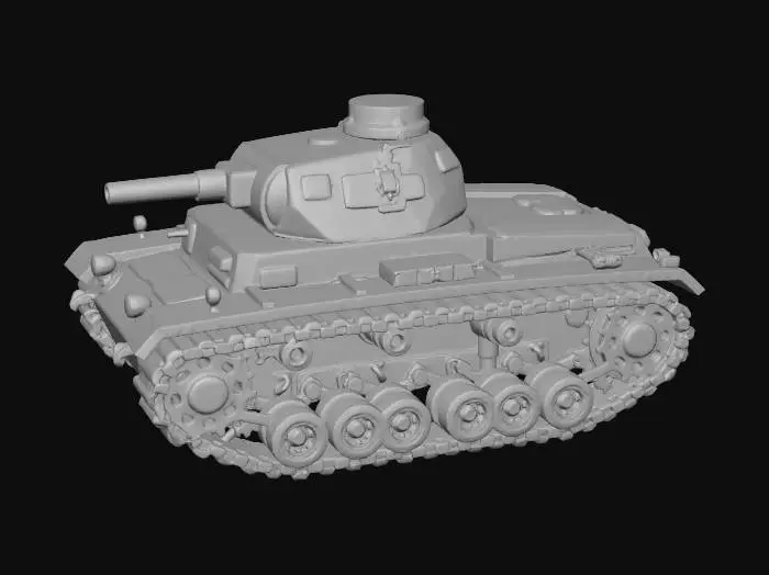 3D model for A charming, simplified 3D model of a German Panzerkampfwagen III Ausf. F, resembling a child's toy.