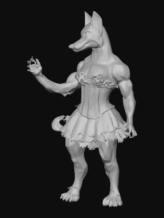 3D model for Elegant Canine in Red Corset