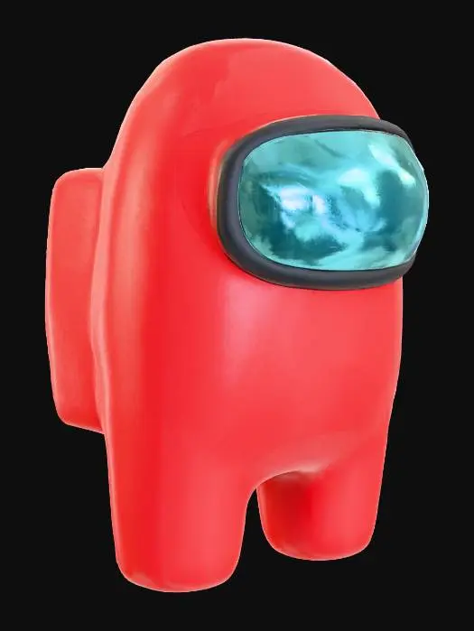3D model for Among Us Impostor. Red body with cyan visor.