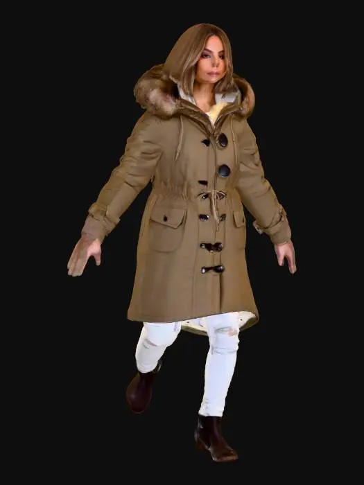 3D model for Caucasian Woman in a Parka Coat