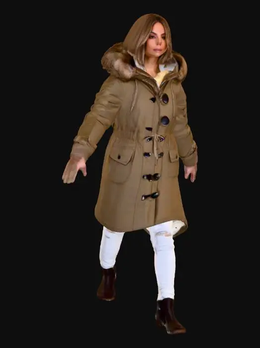 3D model for Caucasian Woman in a Parka Coat