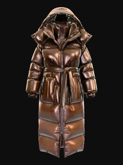3D model for Down Coat with Tie-Belt