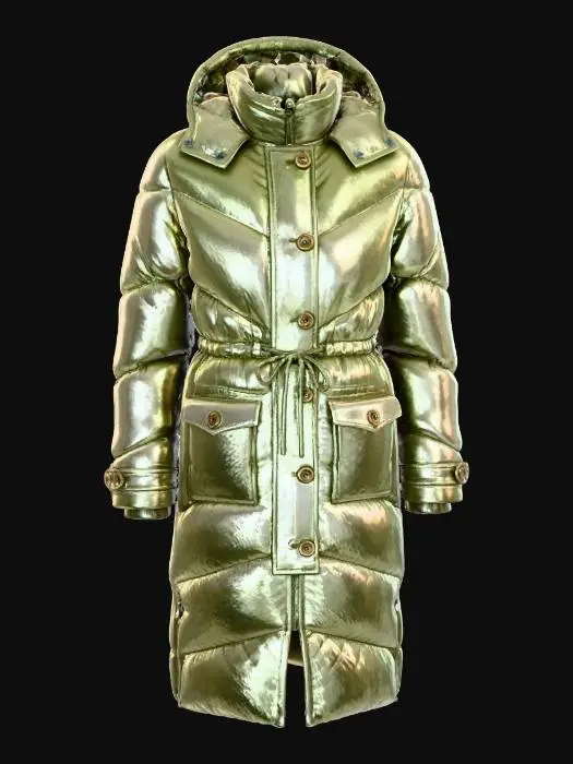3D model for Pale Green Puffer Parka Coat