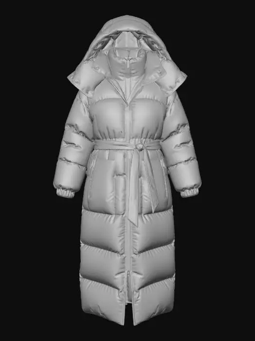3D model for Khaki Tan Down Coat.