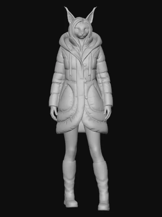 3D model for Caracal In Winter Coat