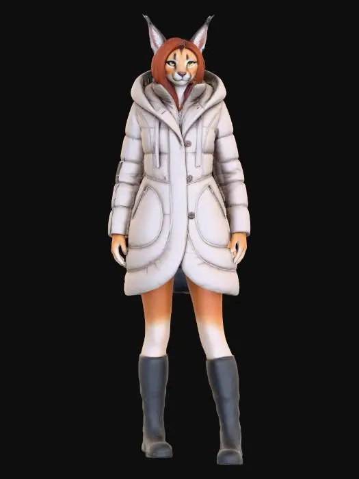 3D model for Caracal In Winter Coat