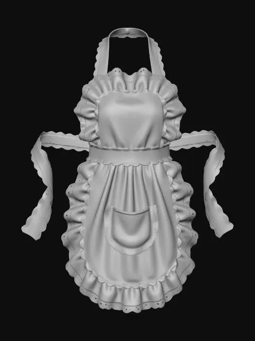 3D model for Stylish Apron with Ruffle and Lace Trim