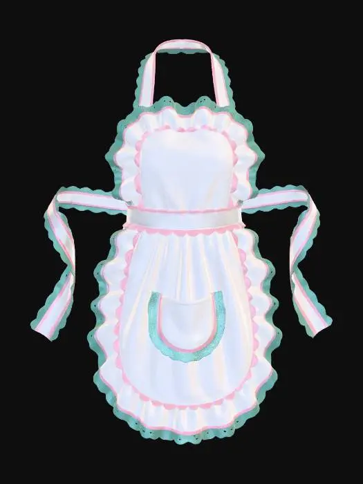 3D model for Stylish Apron with Ruffle and Lace Trim