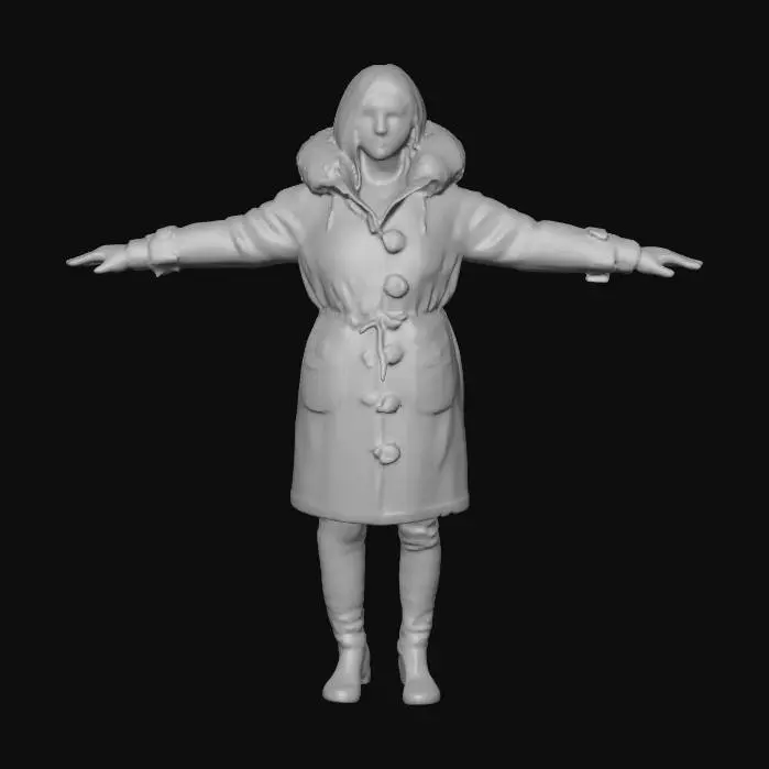 3D model for Caucasian Woman in a Parka Coat