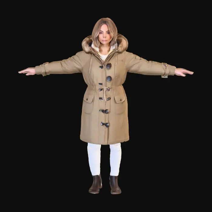 3D model for Caucasian Woman in a Parka Coat