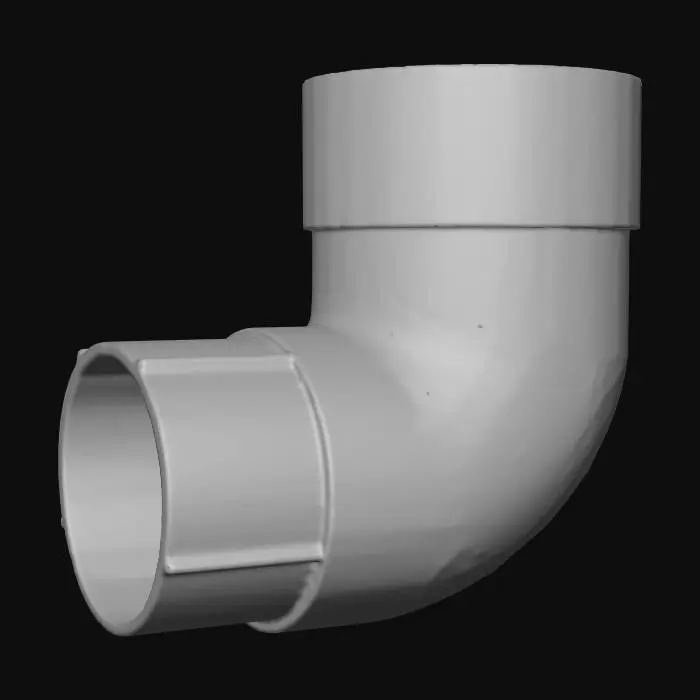 3D model for 112.5 degree offset bend for 68mm PVC downpipe system. Colour is black.
