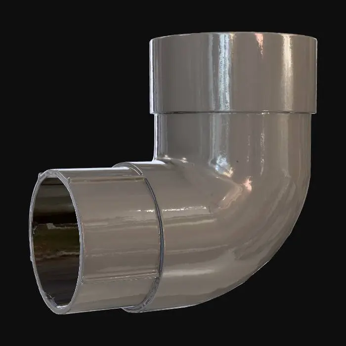 3D model for 112.5 degree offset bend for 68mm PVC downpipe system. Colour is black.