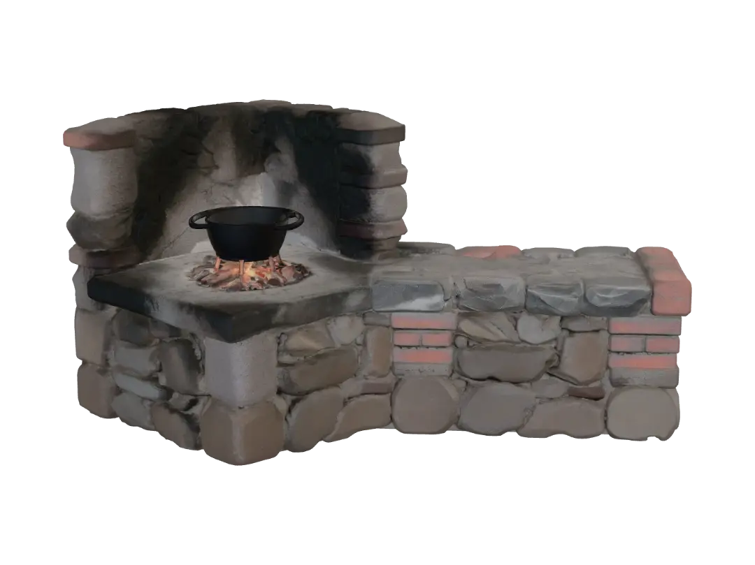 Primitive Stone Oven - Basalt 3D model, vytvořený pomocí AI
