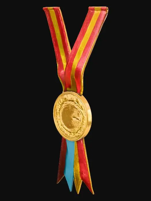 3D model for A Simple Gold Badge with neck ribbon, Its like a gold medal