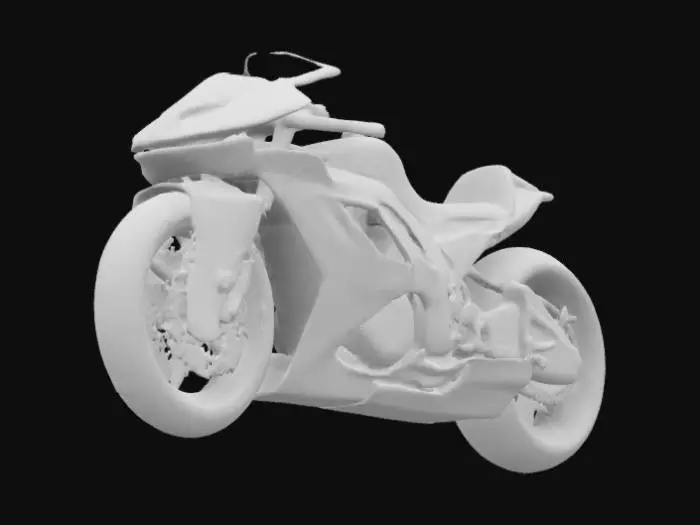 3D model for The object is a futuristic motorcycle with angular, aerodynamic geometry and a sleek, carbon-fiber texture., 