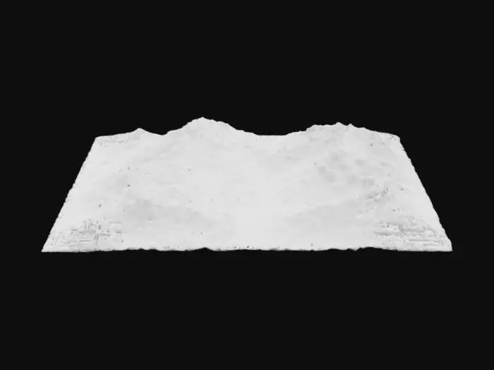 3D model for detailed hills covered in forest the middle, detailed, trees, dirt, tall grass, high hills, detailed render 4k