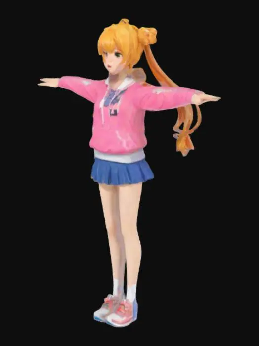 3D model for Energetic Anime Girl
