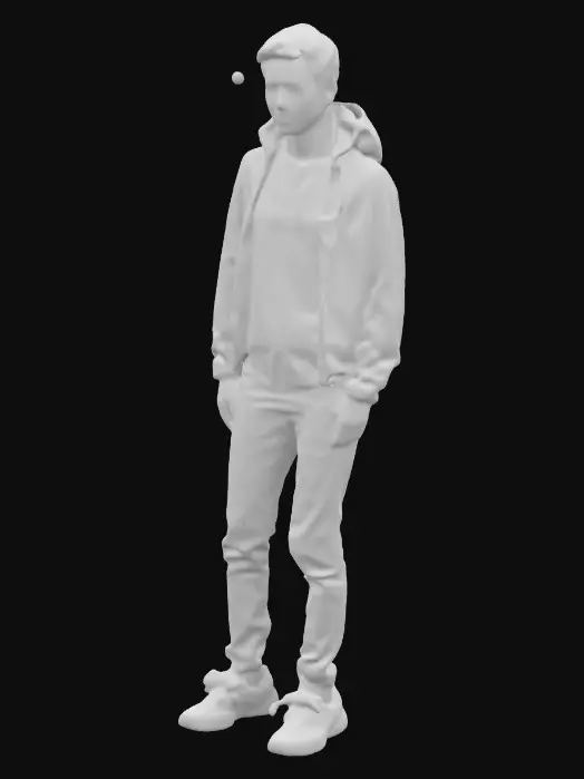 3D model for a human, street clothes, normal human, colored sketch art