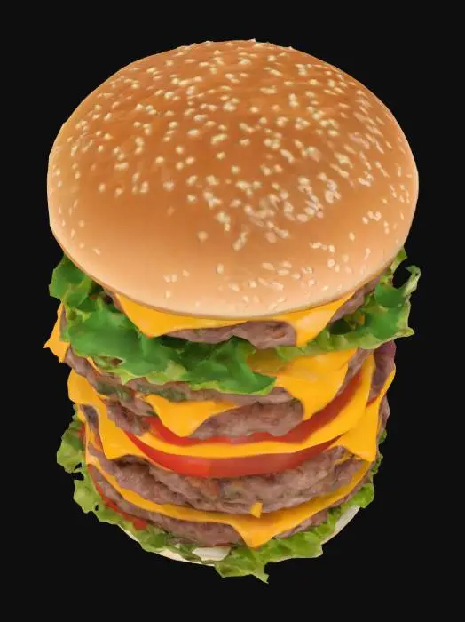 3D model for American quintuple meat Ultima burger 