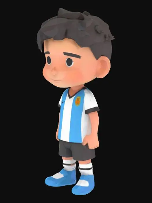 3D model for quiero a messi enano con la camiseta de argentina, con pocos polygonos y sea lowpoly

