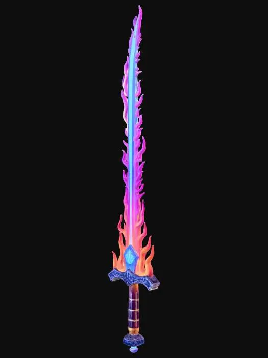 3D model for Flame sword with electric blue lights