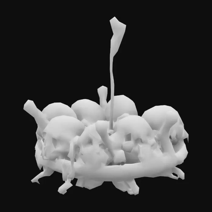 3D model for an Incense burner made of with skulls and gold, the gold looks a little bleeding and dripping, pbr style, bone and gold, photoreal, clean textures, high detail, realistic anatomy, game asset