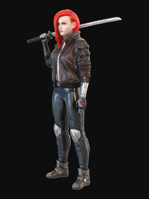 3D model for Cyberpunk Warrior