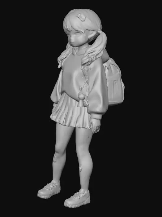 3D model for Pastel Pigtails and a Cat-face Hoodie