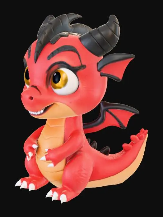 3D model for chibi dragon mini multicolor