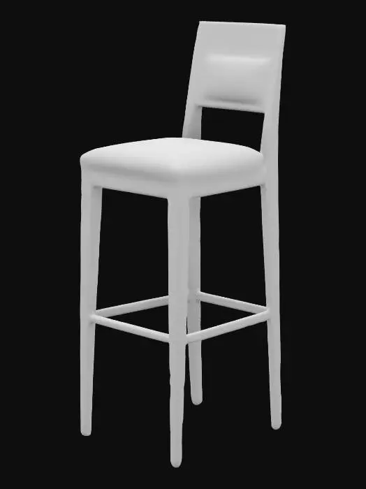 3D model for bar stool made of european oak wood, cushion in dark grey fabric