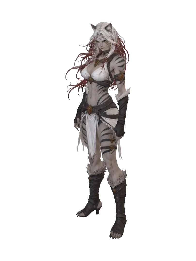 white tigress - Battlepose 3D model, vytvořený pomocí AI