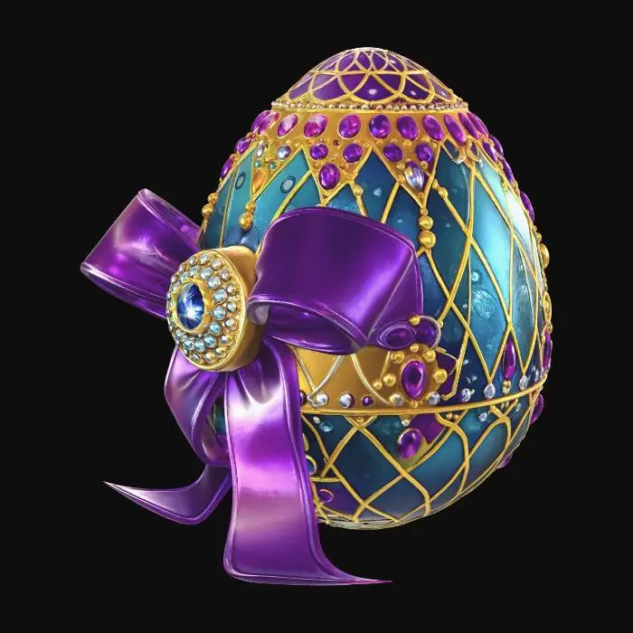 3D model for Ornate Jewel-Encrusted Easter Egg with Purple Ribbon, #EasterEgg2026#