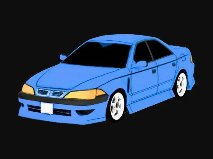 3D model for Blue Sedan Illustration