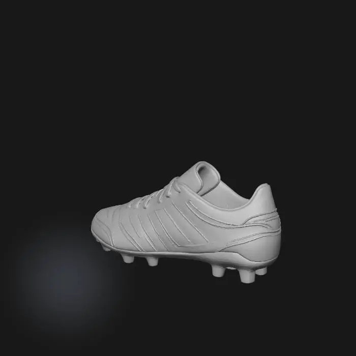 3D model for a pair of modern football cleats, Bluelock style, dark blue, sleek aerodynamic design