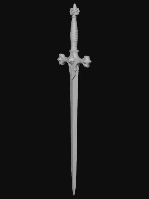 3D model for A highly detailed, realistic bastard sword. Featuring a cross pommel and elather bindings for grip part
