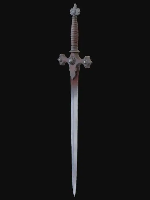 3D model for A highly detailed, realistic bastard sword. Featuring a cross pommel and elather bindings for grip part