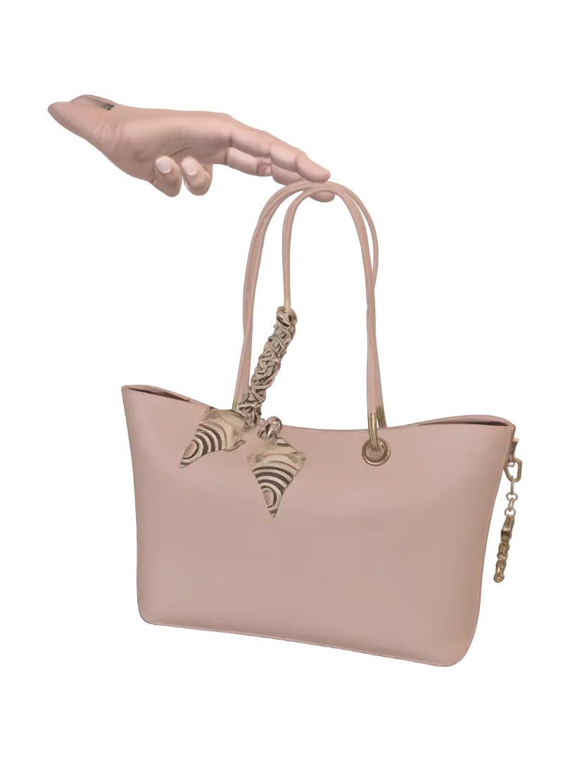Blush Pink Tote with Scarf Accent - Purse 3D model, vytvořený pomocí AI