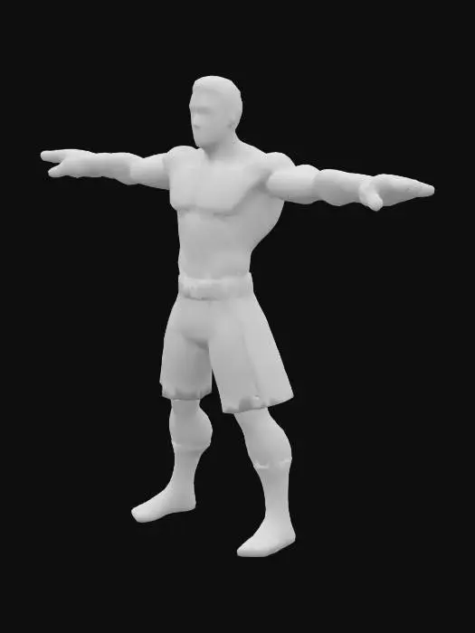 3D model for นักมวยไทย T-Pose รูปร่างแบบโทนี่จา ใส่ชุดสูทซุปเปอร์ฮีโร่