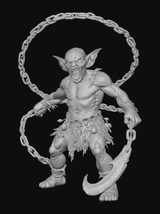 3D model for Goblin Warrior with Chain Whip