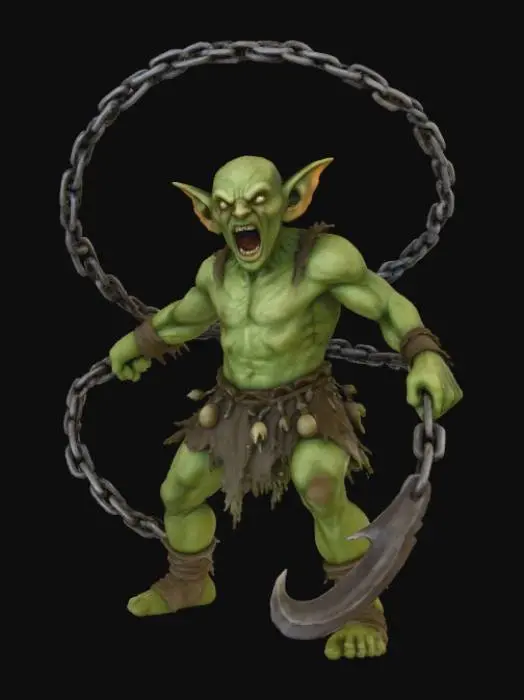 3D model for Goblin Warrior with Chain Whip
