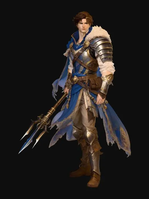 3D model for Fantasy Knight with Trident