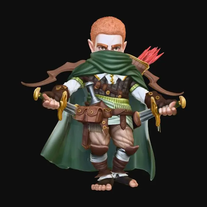 3D model for Halfling Rogue Warrior