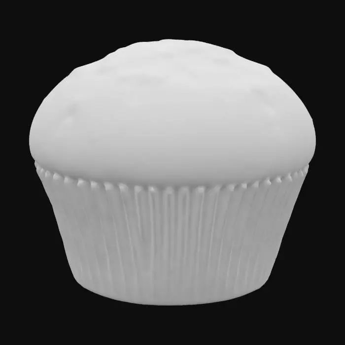 3D model for A low poly muffin with a rounded top and paper base. Minimal detail, no chocolate chips or frosting. Fits well in cozy and clean coffee shop games.